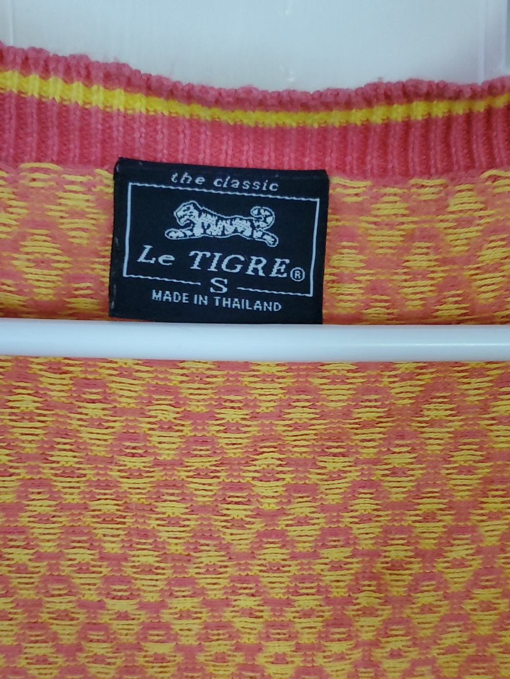 Le Tigre Yellow and Pink Diamond-Pattern Cardigan. Small. - Picture 5 of 12